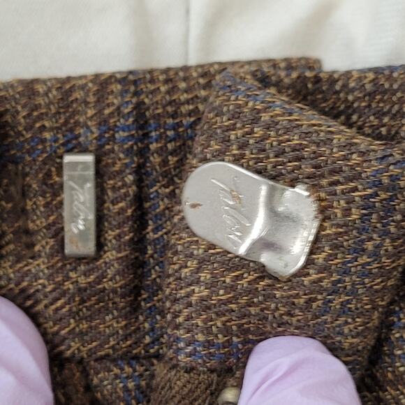 Vintage 80s MOD Polyester Check Pants 32x27 Textured Brown - Picture 8 of 16